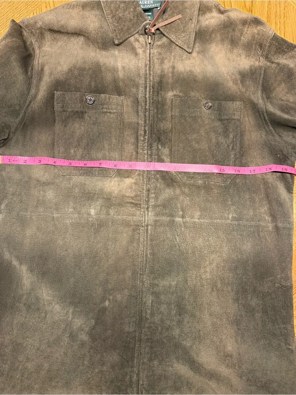 Vintage Ralph Lauren Olive Suede Zip-Front Utility Jacket/Shirt - Picture 11 of 11